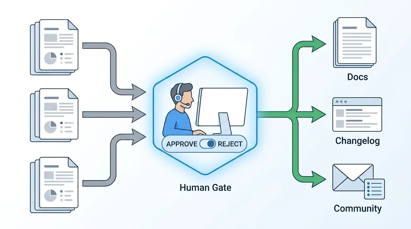 Human in the loop approval interface schematic