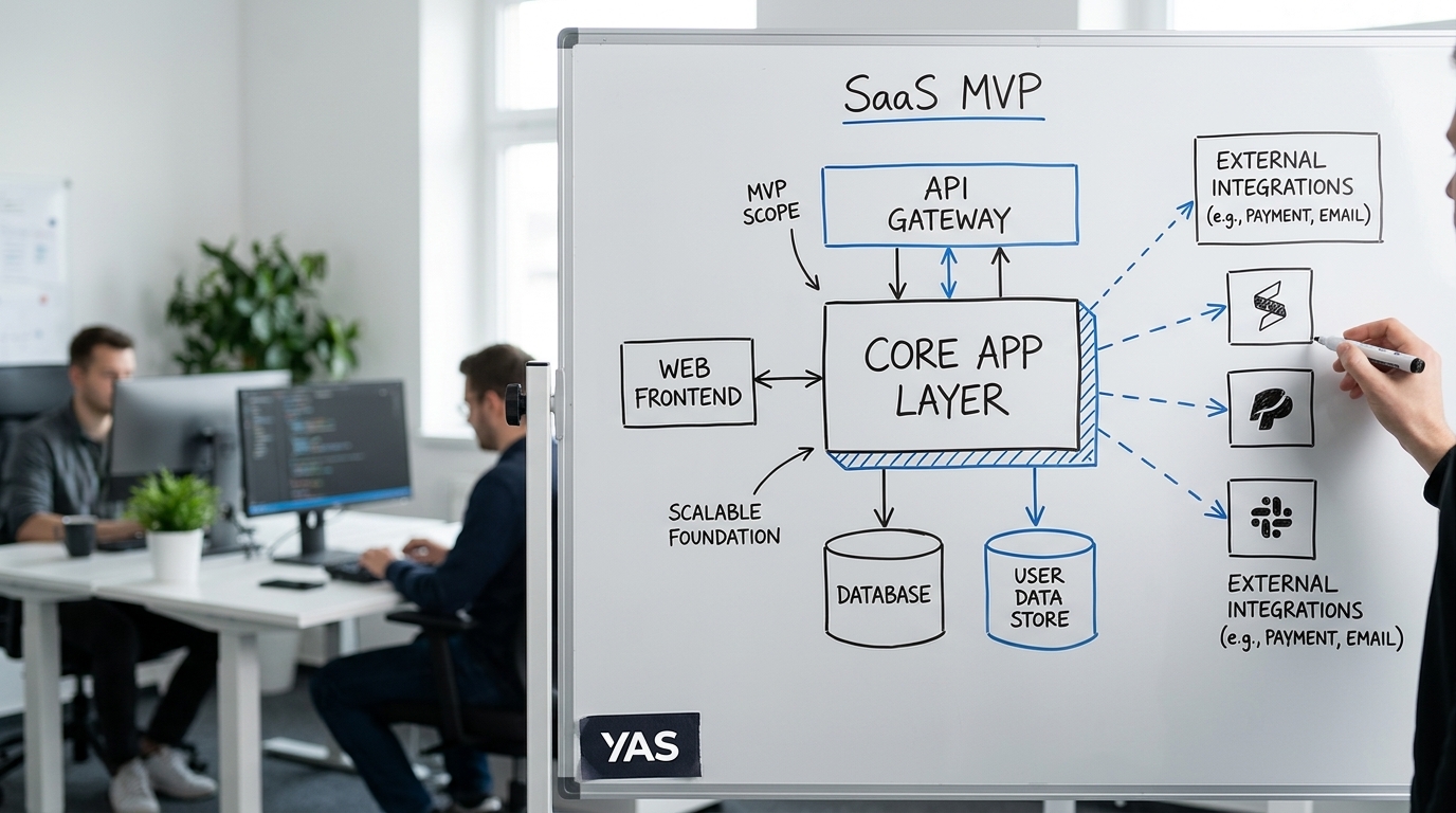 Technical architecture diagram for a SaaS MVP