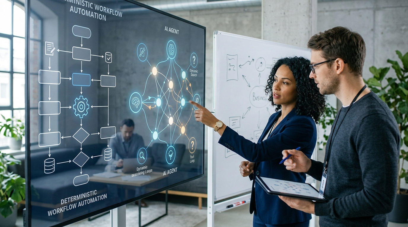 AI Agent vs Workflow Automation: What Should a Business Build? editorial cover