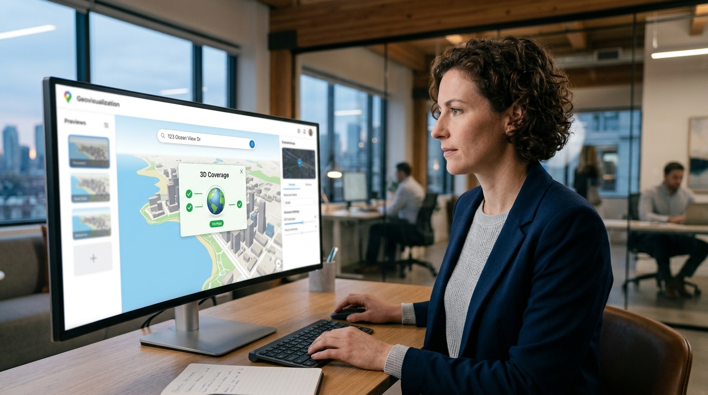 Georivo address entry and 3D coverage check interface