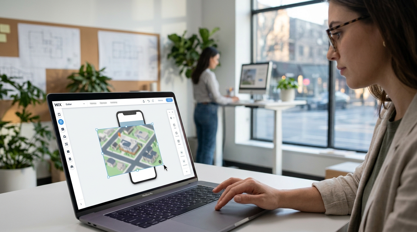 Wix Mobile Editor interface with resizing handles on the embed container