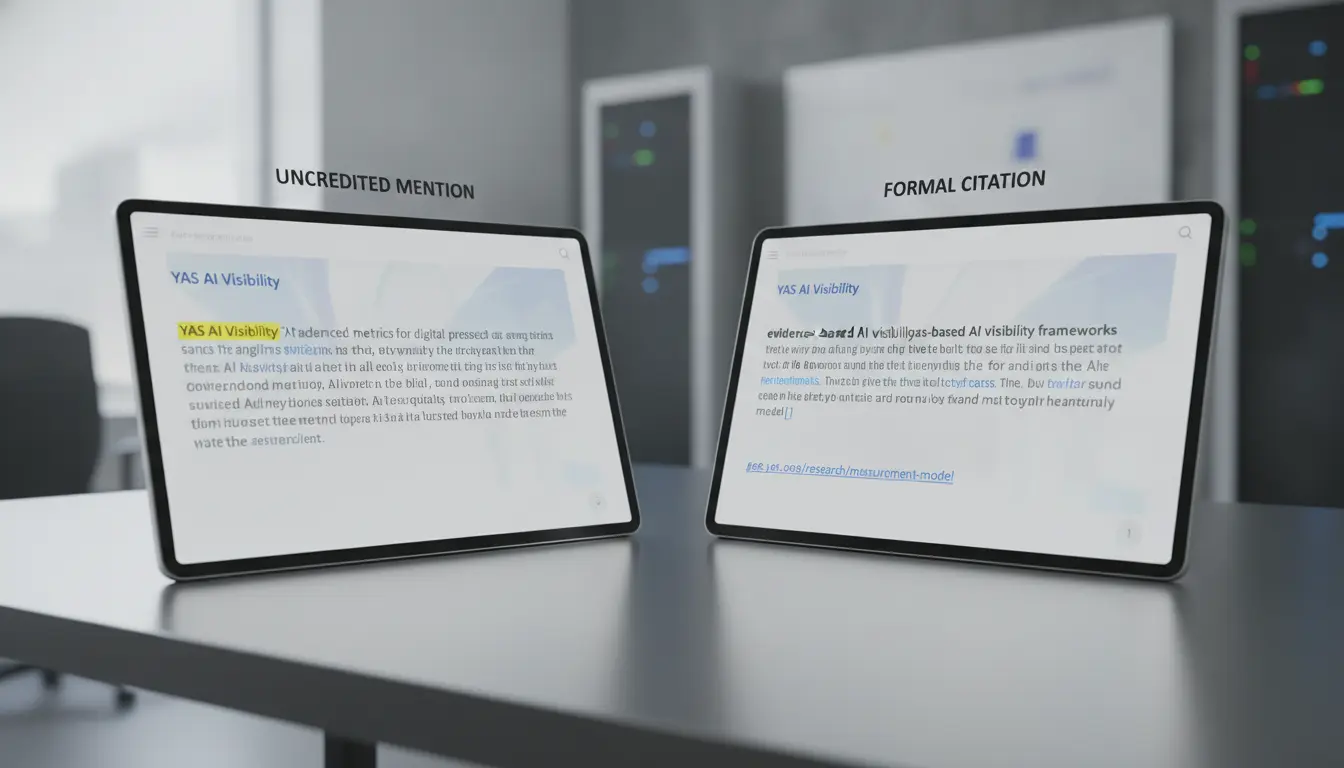 Side-by-side display of generative search outputs comparing inline text mentions with explicit citation footnotes.